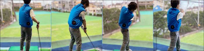 ゴルフ練習場で空調服を使用