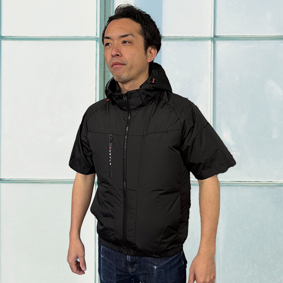クレージュ ☆ ベロア プルオーバー 半袖 七分袖 セット 9R ブラック バートルエアークラフト半袖AC2096服のみ