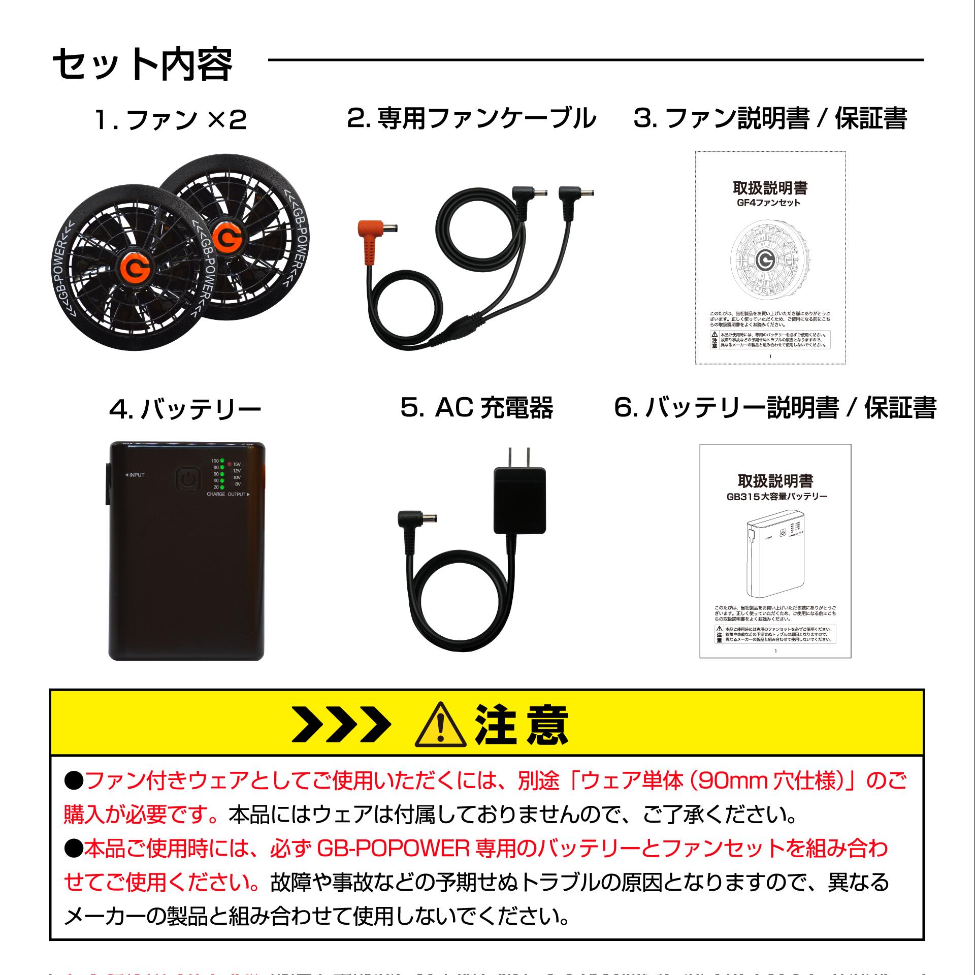 長信ジャパンGB315バッテリー15V電圧GF4ファンセット商品画像2