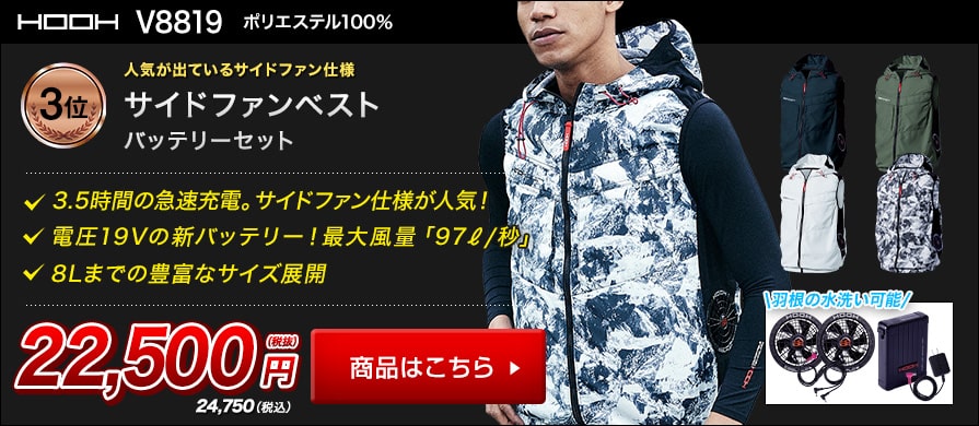 品質重視快適ウェア セット HOOH 村上被服 ベスト 裏チタン加工 ポリ100% V8300 色:シルバーグレー サイズ:M ファン色:ブラック ジャンパー、ブルゾン