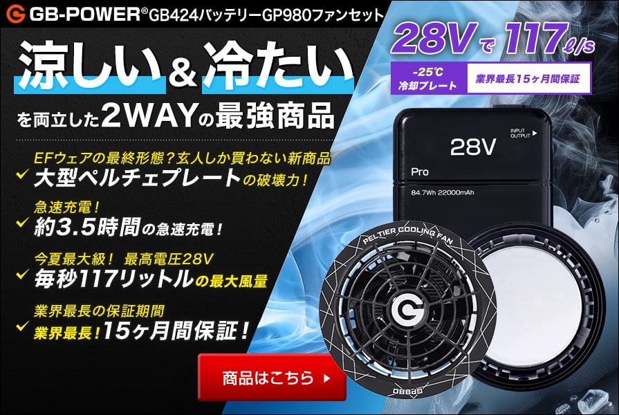 長信ジャパン GB428GP980 GB428バッテリー GP980ペルチェ一体型ファンセット